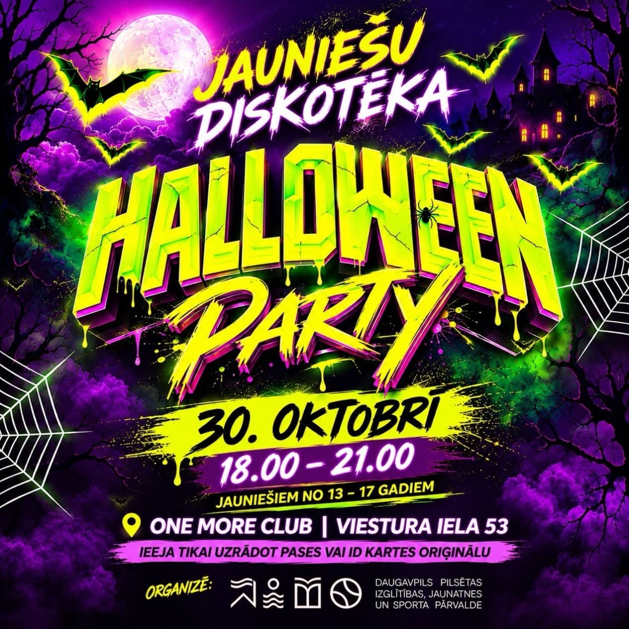 Diskotēka jauniešiem “HALLOWEEN PARTY”